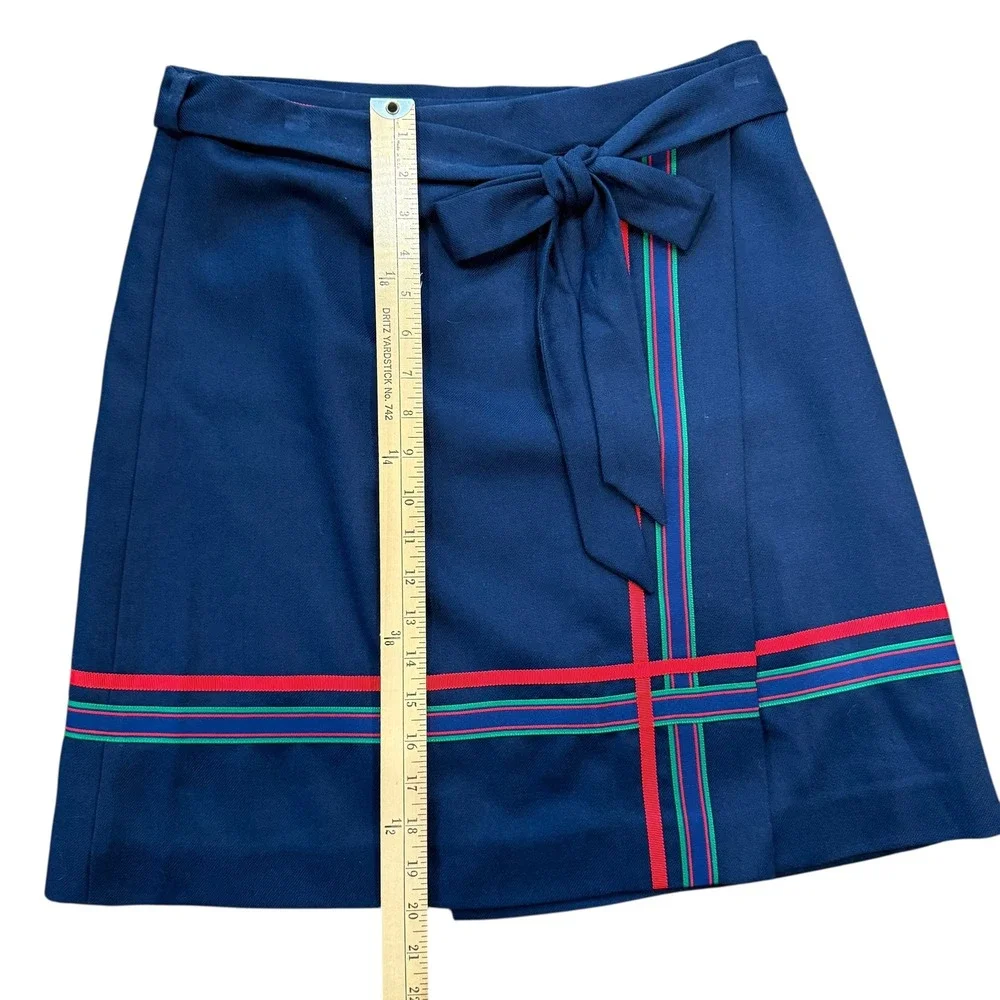 Vineyard Vines‎ Wool Skirt Tartan Wrap Navy Size 8 NWT Grosgrain Skirt